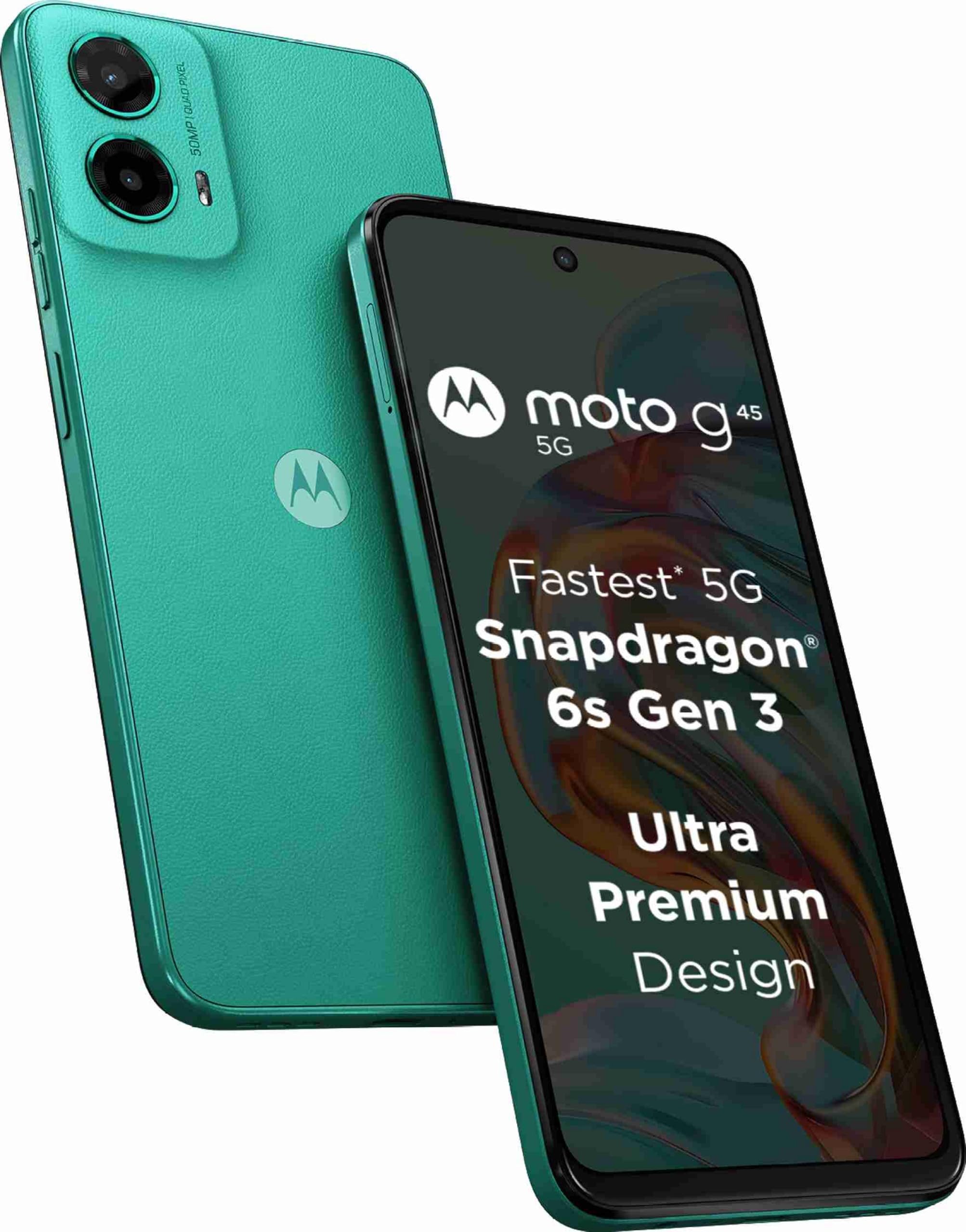 Motorola G45 5G (Brilliant Green, 8GB RAM, 128GB Storage) | 6.5" FHD+ Display | Snapdragon 6 Gen1 Processor | 50MP Camera | 16MP Front Camera | 5000mAh Battery | 33W Charging