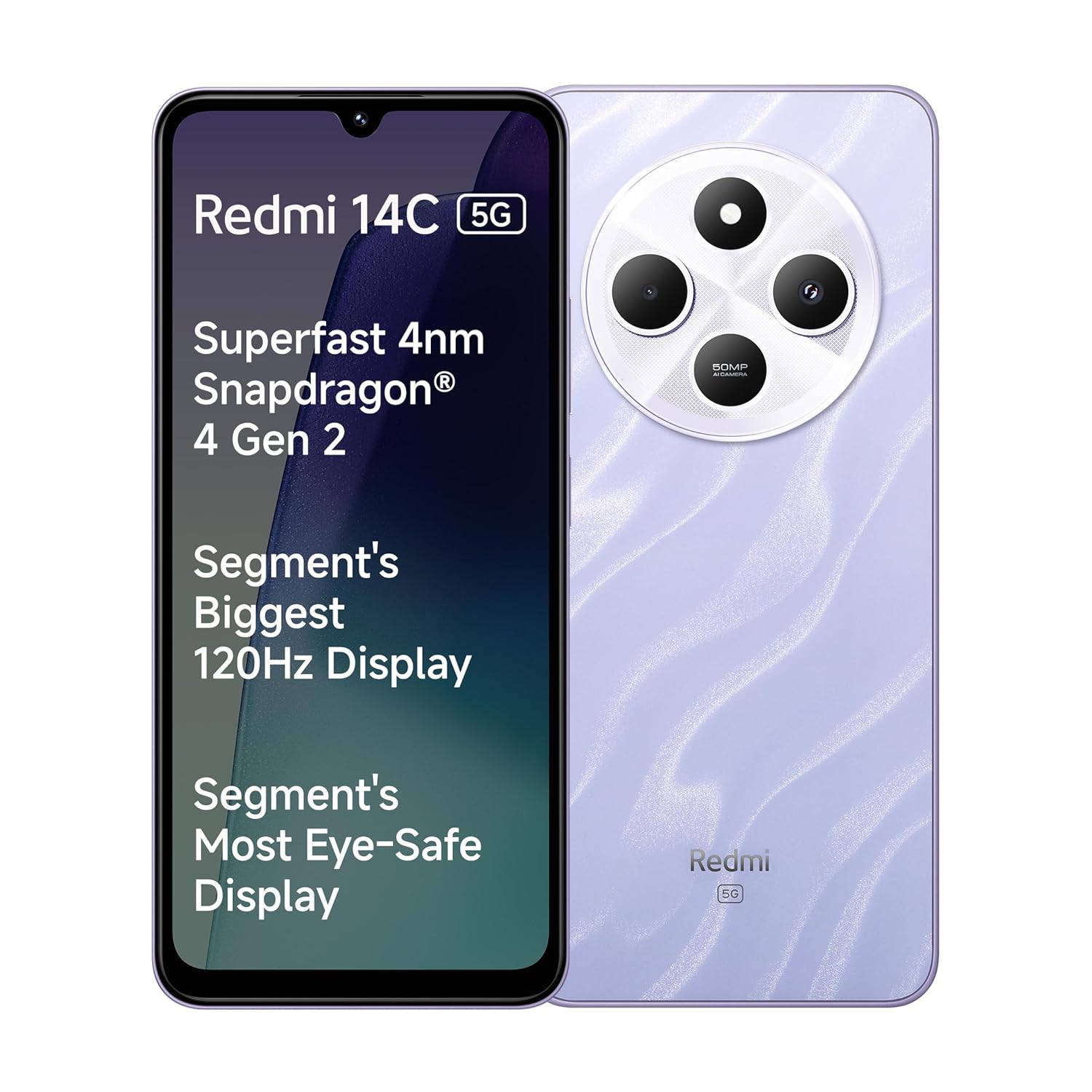 Redmi 14C 5G (Stardust Purple, 6GB RAM, 128GB Storage) | Superfast 4nm Snapdragon 4 Gen 2 | 120Hz 17.47cm (6.88”) Display | 5160mAh Battery | 50MP Dual Camera | Premium Starlight Design