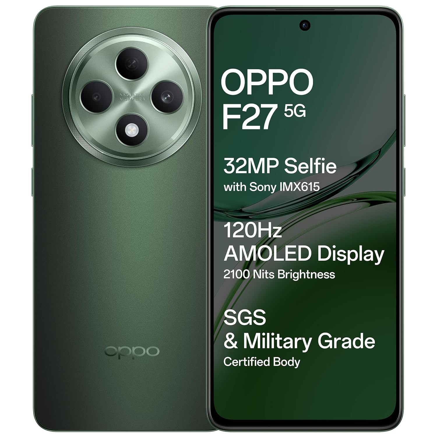 OPPO F27 5G (Emerald Green, 8GB RAM, 128GB Storage) | 6.67" FHD+ AMOLED Display|32MP Sony IMX615 Selfie Camera |AI Portrait Expert| 45W SUPERVOOC| with...