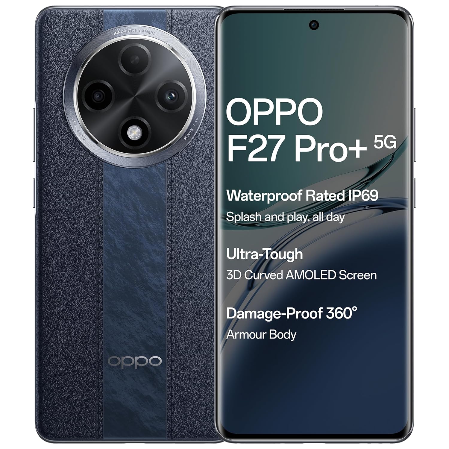 OPPO F27 Pro+ 5G (Midnight Navy, 8GB RAM, 256GB Storage) | 6.7" FHD+ AMOLED Toughest 3D Curved Display|64MP AI Featured Camera|IP69 | 67W SUPERVOOC| with No Cost EMI/Additional Exchange Offers