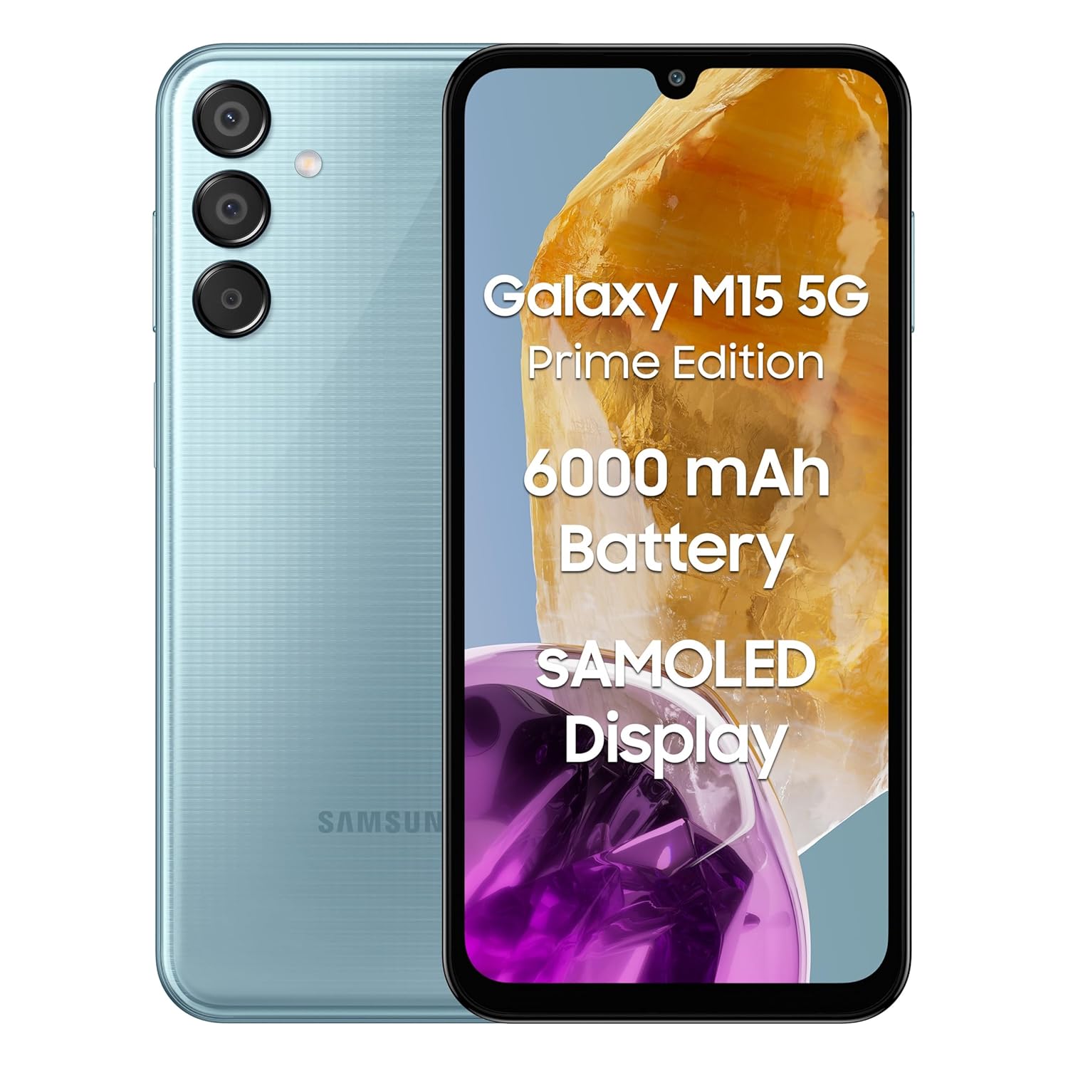 Samsung Galaxy M15 5G Prime Edition (Celestial Blue,8GB RAM,128GB Storage)| Super AMOLED Display| 50MP Triple Cam| 6000mAh Battery| MediaTek Dimensity 6100+| 4 Gen. OS Upgrade & 5 Year Security Update